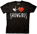 Showgirls I Heart Showgirls Classic 90s Dance Adult Black Tee T-Shirt, Large