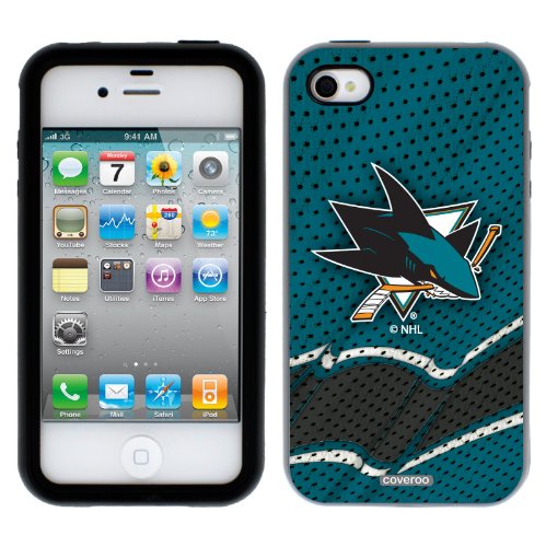 NHL San Jose Sharks - Home Jersey design on AT&T, Verizon, and Sprint iPhone 4 / 4S Guardian Case by Coveroo