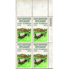 1974 FORT HARROD ~ KENTUCKY #1542 Plate Block of 4 x 10 cents US Postage Stamps