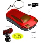 Red Car Keychain LED Flashlight with Built-in Video Camera with Sound + Voice Recorder - Supports up to 32gb Micro SD Card, Includes 2gb Card + DBRoth Card Reader