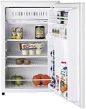 GE Spacemaker GMR04AAMWW 4.4 cu. ft. Compact Refrigerator with 3 Wire Shelves, Manual Defrost Freezer, Can Rack and Recessed Door Handle: White
