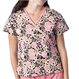 Dickies Medical Uniform Hip Flip Mini Wrap Top, Hearts A Whirl Print