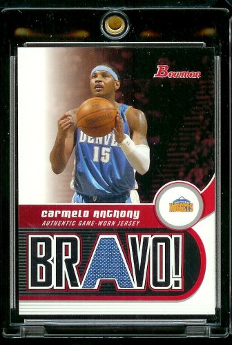 2005-06 Bowman Draft Picks & Prospects Bravo! Carmelo Anthony Jersey Denver Nuggets Basketball Card - Mint Condition - Shipped In Protective Display Case!
