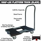 Snap-Loc AM-1500PTB319-PU High Density Polyethylene E-Track Platform Truck, 1500 lbs Capacity, 33-1/2" Length x 21" Width x 39" Height, Black