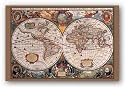 17th Century World Map (Antique) Art Poster Print - 24x36