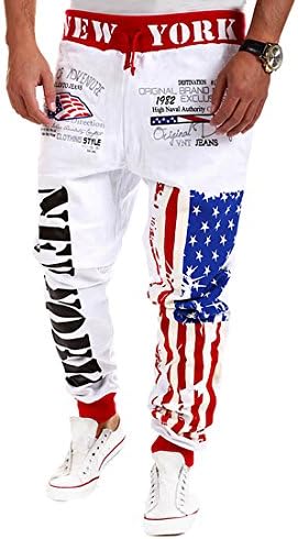 Egelbel Men's Hip hop American USA FLAG Jogger Sport Sweat Cotton Pants