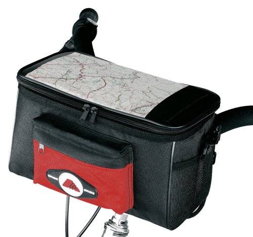 amaro 7009 Fahrrad-Lenkertasche, schwarz/rot, ca. 28,5 x 17,0 x 15,0 cm