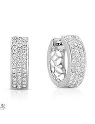 Adorable1/2CTTW Diamond Hoop Earrings 14K White Gold