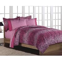 Girls Teen Hot Pink Zebra Print Comforter Set