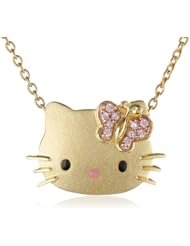Hello Kitty by Simmons Jewelry Co. "Butterfly Kitty" Gold Plated with Swarovski Outline Pendant Necklace