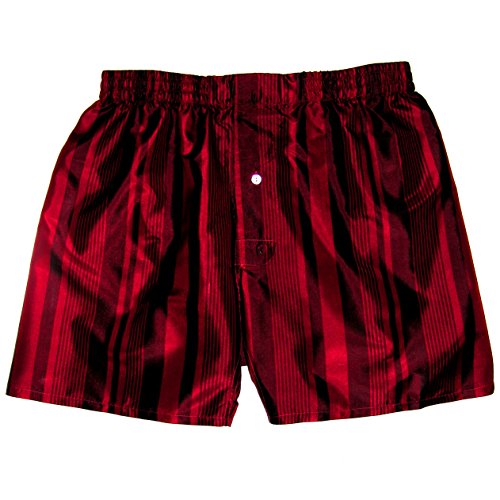 Fire Red Stripes Silk Boxers by ROYAL SILK