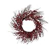 24" Pre-Lit LED Battery Operated Cranberry Rattan Wreath - Clear Lights