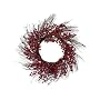 24" Pre-Lit LED Battery Operated Cranberry Rattan Wreath - Clear Lights