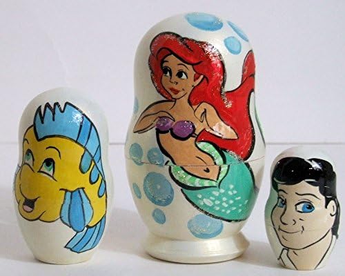 5pcs Handpainted Russian Nesting Doll of Little Mermaid (4.25) Inches