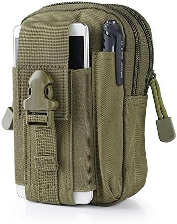 JunSheng 600D Nylon Outdoor Sport Utility Molle Waist Pack Bags (12cm*17.5cm*6cm) for Iphone 6 6s 5s 6 Plus Samsung Galaxy S6 Army Green