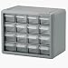 16 Drawer Plastic Cabinet - Grey w/ Transparent Drawers