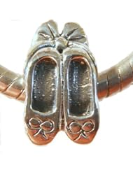 Ballet Slippers Authentic Biagi Sterling Silver Charm Bead Compatible with Most Brands of Bead Bracelets