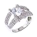 Split Oval Cubic Zirconia Diamond Sterling Silver Ring