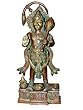 Hindu God Hanuman Brass Statue Standing with Mace and Lamp Bajrangbali Yoga Spritual Gifts 11"