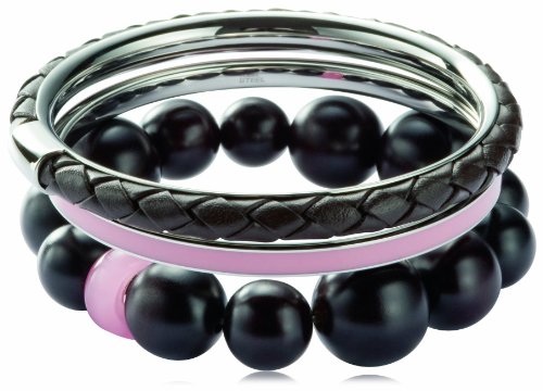 Fossil Damen-Armreif-Set Edelstahl Holz Leder braun rosa 6,5 cm Durchm. JF85859040 Preisvergleich