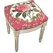 123 Creations C230wfs.15x16x19 Inch Rose With Pink Border Needlepoint Stool In White Wash