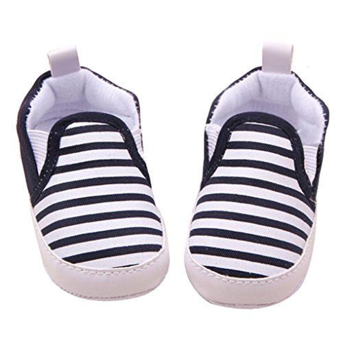Voberry® Baby Boys Girls Toddlers Striped Sneakers Soft Sole Anti-slip Outdoor Canvas Shoes (6~12 Month, Black)