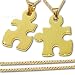 CLEVER SCHMUCK-SET Partneranhänger mit zwei geteilen Puzzleteil-Anhänger glänzend ECHT SILBER 925 vergoldet mit jeweils zwei vergoldeten AMD-Panzerketten 45 cm (E)