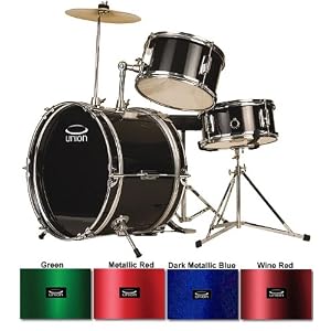 Union 3 pc. Junior Child Kids Drum Set UJ3 - *METALLIC RED(for 3 to 8 yrs old) by 