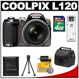 Nikon Coolpix L120 14.1 MP Digital Camera (Bronze) with 8GB Card + Batterie ....