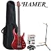 Hamer VEL2A-TRD Trans Red Electric Velocity Bass Guitar with GO-DPS Planet Waves Shredder Pick Pack PW-SHRED, Ultra Stand 2445BK ,Gig Bag