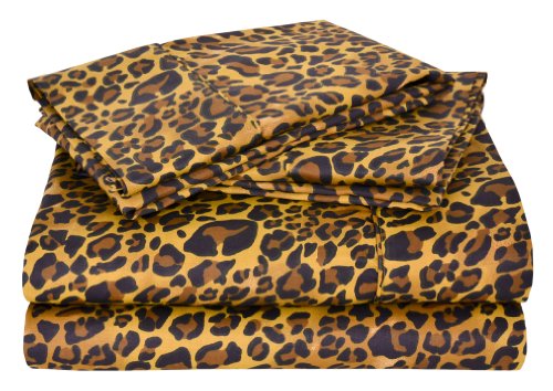 Elite Home Regal Collection Leopard Print 300 Thread Count Cotton Sateen Sheet Set, California King Size, 4-Piece, Leopard Elite Home Regal Collection Leopard Print 300 Thread Count Cotton Sateen Sheet Set, California King Size, 4-Piece, Leopard