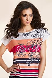 Per Una Slash Neck Floral & Striped Blouse