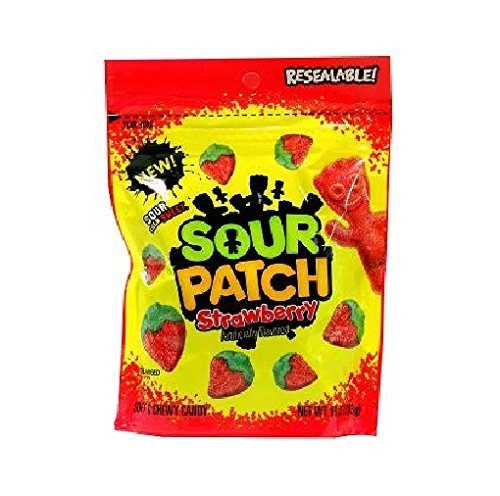 Sour Patch Strawberry soft & chewy candy sour then sweet 10 oz Resealable Bag (Pack of 4))