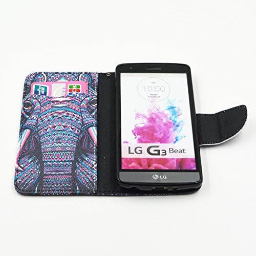 LG G3 Mini Folding Stand Flip Folio Case Cover Card Slots Wallet with Magnetic Closure + Screen Film + Cleaning Cloth + Stylus - Elephant Nose Pattern