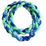 Phiten Triple Braid Necklace - Royal, Carolina, Optic Green 18 Finished Length