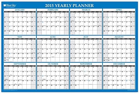 Blue Sky 2015 Horizontal and Vertical Laminated Eraseable Calendar Planner, 36 x 24 Inches