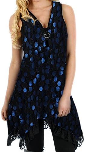 Sleeveless Ruffle Sidetail Tunic (1X, Blue)