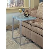 Modern Simple Pewter & glass Top Sofa Tea Side Table