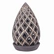 Handmade Natural Clay Lotus Bud Garden Lantern / Hurricane Lamp / Candleholder In Sleek Black