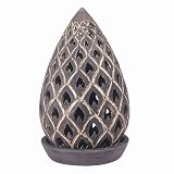 EXP Handmade Natural Clay Lotus Bud Garden Lantern / Hurricane Lamp / Candleholder In Sleek Black