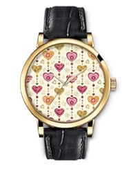 SPRAWL Aanalog Fashion Series Gold Ladies Watches of Genuine Black Leather Strap,Unique Wrist Watch for Women Girls Designed with Heart-shaped floral curtain