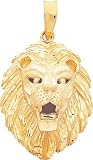 14K Yellow Gold Large Lion Charm Africa Animal Pendant