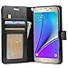 Note 5 Case, Arae Galaxy Note 5 Wallet case,[Wrist Strap] Flip Folio [Kickstand Feature] PU Leather Wallet case with ID&Credit Card Pockets for Galaxy Note 5 - Black