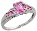 10k White Gold 1/4 (6mm) wide Ring, w/ 1.06 Total Carat Weight of Brilliant Cut Diamonds & Emerald Cut Pink Topaz Stones