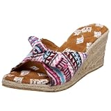MUK LUKS Women's Sophia Tied Fairisle Open-Toe Wedge,Pink Fairisle,7 M US