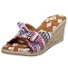 MUK LUKS Women's  Sophia Tied Fairisle Open-Toe Wedge,Pink Fairisle,7 M US