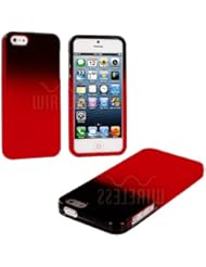 Wireless: myLife (TM) Red + Black Two Tone Series (2 Piece Snap On) Hardshell Plates Case for the iPhone 5/5S (5G) 5th Generation Touch Phone (Clip Fitted Front and Back Solid Cover Case + Rubberized Tough Armor Skin + Sealed Inside myLife Authorized Packaging) - myLife Brand Products