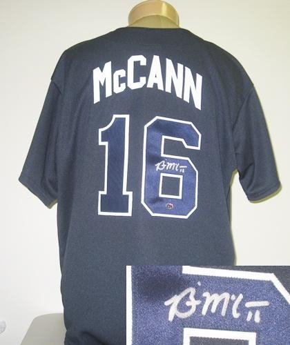 Brian Mccann Autographed/Hand Signed Blue Atlanta Braves Jersey