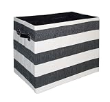 Wenko 3450104100 Aufbewahrungsbox Safari M - Baumwolle, Papier, Kunstleder, 43 x 34 x 27 cm, schwarz-wei&szlig; gestreift