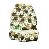 Set of 2 Universal-fit Hawaiian Hibiscus Floral Print Front Bucket Seat Cover - Tan